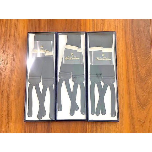 NEW LOT 3 - Brooks Brothers Suspender Braces Adjustable BLACK SILVER $400 RETAIL - Picture 2 of 3